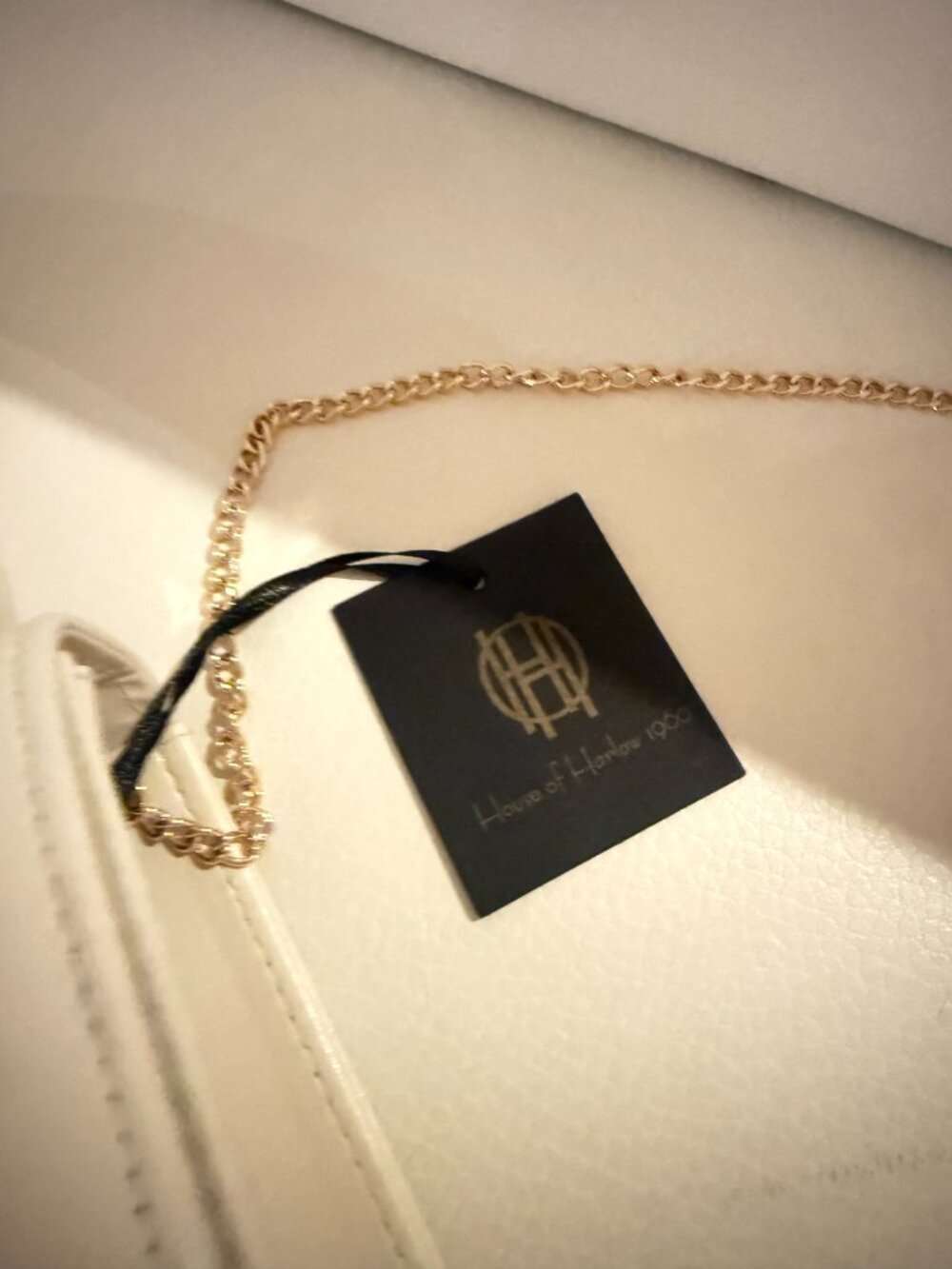 HOUSE OF HARLOW 1960 CREAM MINI TOP HANDLE CROSSBODY BAG W GOLD TONE FLORAL EMB - Picture 5 of 6